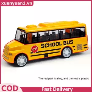 XUAN Đồ chơi xe buýt đi học mát mẻ chất lượng cao Mô phỏng cơ thể thú vị tinh tế cho xe buýt màu vàng có cơ chế kéo Ba VN