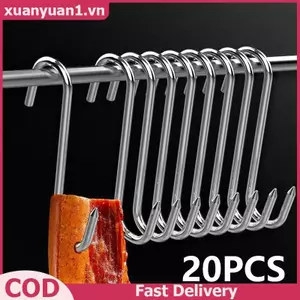 XUAN 20 Chiếc Thép Không Gỉ Hình Chữ S Móc Dụng Cụ Thịt Thịt Thịt Thịt Cho Hút Thuốc Thịt Nướng Chien BBQ Thịt Heo Xúc Xích Thịt Nướng Móc VN