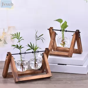 Bình trồng cây thủy canh JVSUB Trang trí nội thất Khung gỗ cây cảnh
