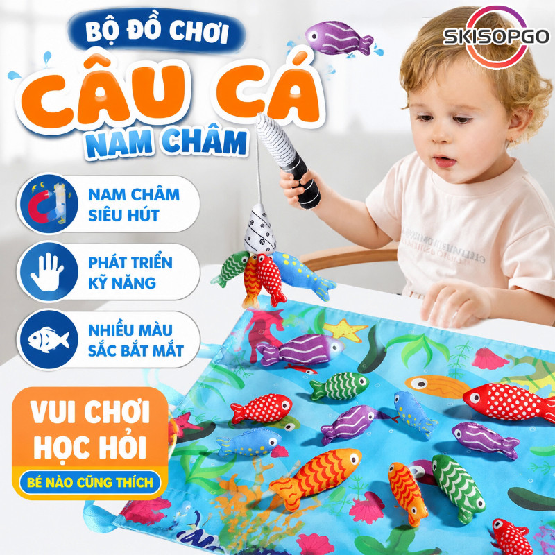 【SKISOPGO】Đồ Chơi Câu Cá Bằng Nỉ 3D,Trò chơi câu cá bằng vải có cốc xếp chồng,Phân loại màu sắc Đạo cụ giáo dục sớm
