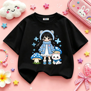Áo thun dáng rộng tay lỡ bé gái  2026 áo phông Premium Cotton in hình cute dễ thương cho bé