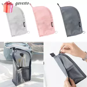 Túi đựng mỹ phẩm GAVESTO, Túi đựng cọ trang điểm lưới có dây kéo, Túi đựng bàn chải đánh răng cầm tay