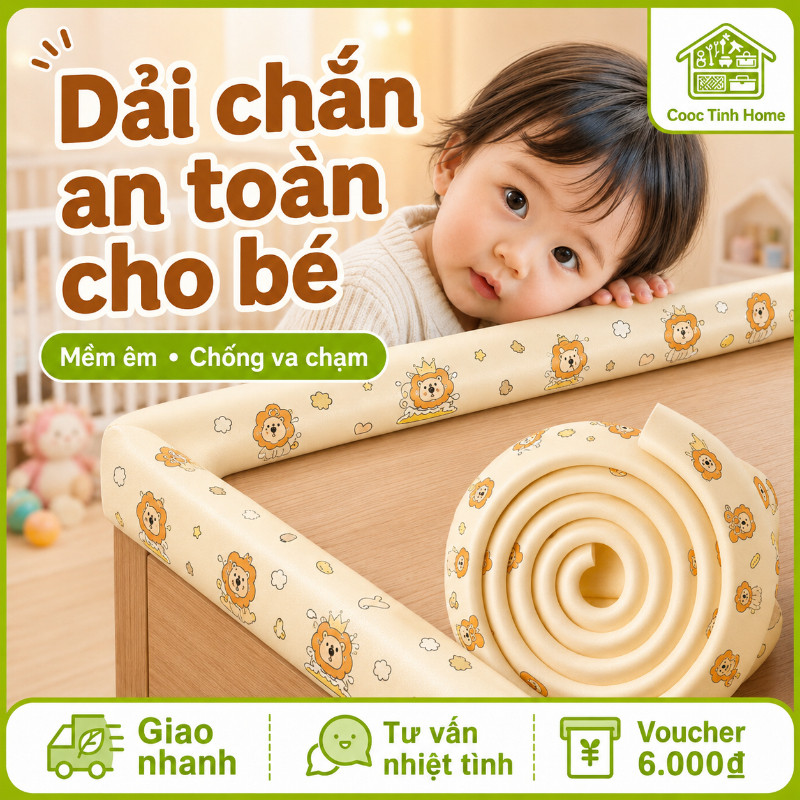 Cuộn Xốp Bọc Cạnh Bàn Chống Va Đập 2M - ,Không Cần Keo, Miếng Dán Bịt Góc Tường Chống Va Chạm An Toàn Cho Bé