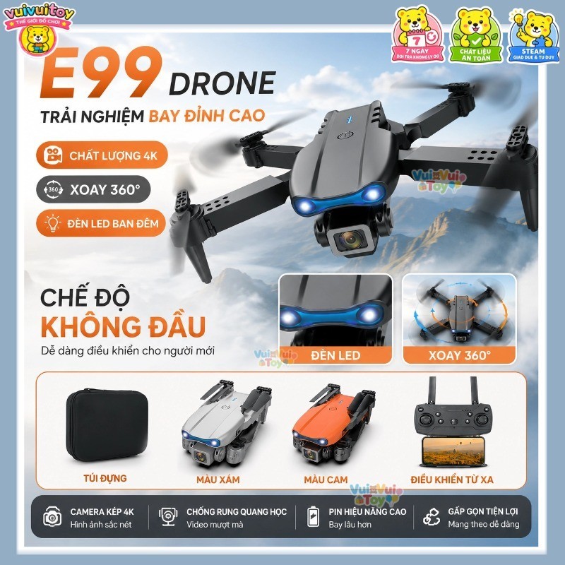 E99 – Máy bay không người lái điều khiển từ xa gập gọn 4K camera kép quay phim trên không