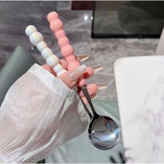 Thìa Inox Tay Cầm Ng.ọc Tr.ai Cao Cấp Muỗng Ăn Kem Bánh Tráng Miệng Sang Trọng