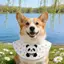 Túi Tròn Nhỏ Vừa Lớn Chó Samoyed Vàng Retriever Yếm Hoạt Hình Dễ Thương Nước Bọt Khăn Khăn Khăn