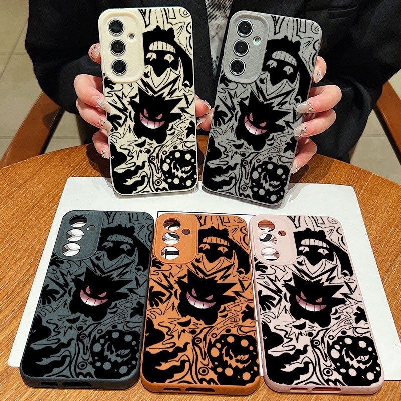 Ốp Lưng Cho Samsung Galaxy S26 Plus Ultra FE S23 S24 S25 Plus Ultra A57 A37 A27 A07 A17 A15 Ốp Lưng Pokemon Gengar Silicon Mềm Da PU Màu Trơn Chống Sốc Matte Hoạt Hình