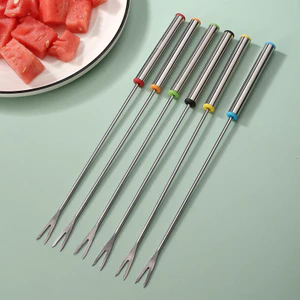 Nĩa Trái Cây Bằng Thép Không Gỉ Cầm Tay Món Tráng Miệng Nĩa Bộ Sáu Món Trái Cây Nĩa Lẩu Phô Mai Sô Cô La Nĩa Nhà Bếp26061113