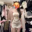 Sweet Cat Print Slim-fit Slimmer Look Tube Top với khâu bất đối xứng Hakama Hai mảnh Nữ