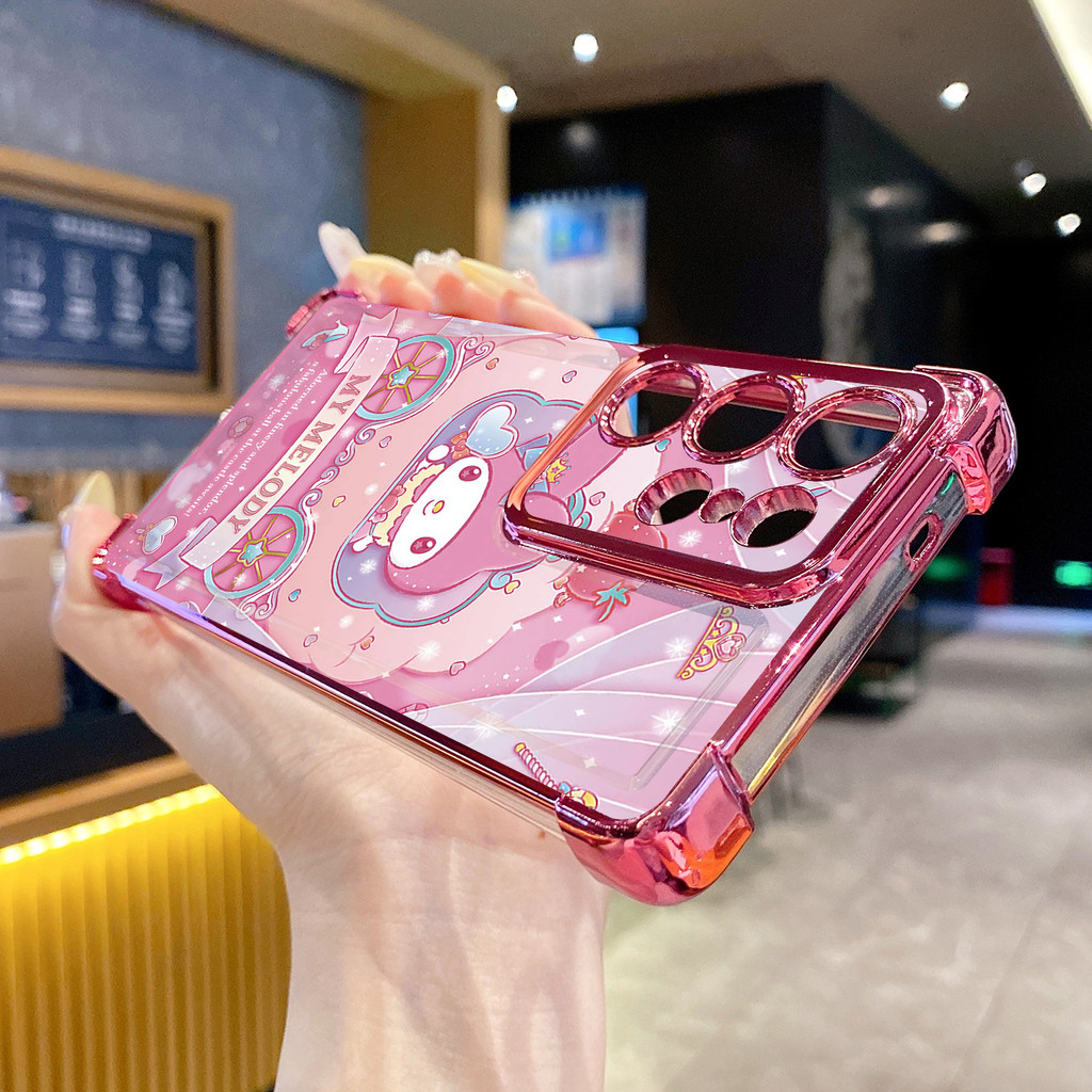 Tương thích với Samsung Galaxy S25 S24 S23 Ultra S22 Plus S21 FE S20 Heart Melody Kuromi Vỏ mạ trong suốt Vỏ chống rơi