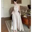 Niche Thiết kế ren không đều Váy Vest Satin mùa hè Bộ đồ hai mảnh thời trang phong cách mới