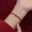 Vòng tay đính cườm sen Phật giáo Tây Tạng Handmade bện có thể điều chỉnh Luy Red Thread Charm Vòng tay dành cho nữ Trang sức cặp đôi [Mina]
