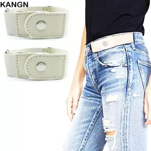 KANGN 2 Cái / bộ Thắt Lưng Đàn Hồi, Có Thể Điều Chỉnh Không Khóa Thắt Lưng Co Giãn, Thắt Lưng Vải Vô Hình Nam Nữ