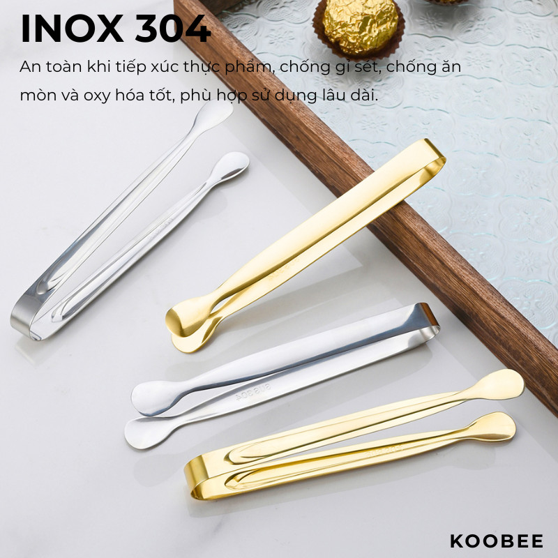 Kẹp Gắp Đá Inox 304 KOOBEE Màu Vàng/Bạc – Kẹp Gắp Đường Viên, Trái Cây, Đá Viên Cho Quán Cafe, Trà Sữa, Gia Đình | 397