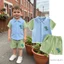 6M-4Y Bé Trai Mùa Hè Bộ Khủng Long In Bỏ Túi Nút Xuống Áo Sơ Mi Tay Ngắn Co Giãn Eo Quần Short