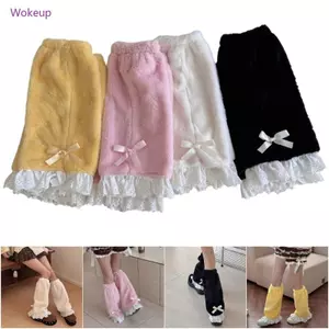 Woke Nữ Ruffle Ren Trim Fuzzy Leg Warmers Co Giãn Lông Cừu Mùa Đông Chân Có