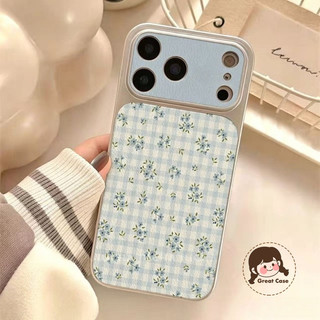 Ốp Điện Thoại Lưới Hoa Xanh Cho Redmi Note 15 14 13 12 12S Turbo 11 SE 11S 11T 10 9 Pro Max Lite 10S 9S 8 Pro Plus 5G 4G Ốp Lưng Da PU Dễ Thương Vỏ Mềm Chống Sốc