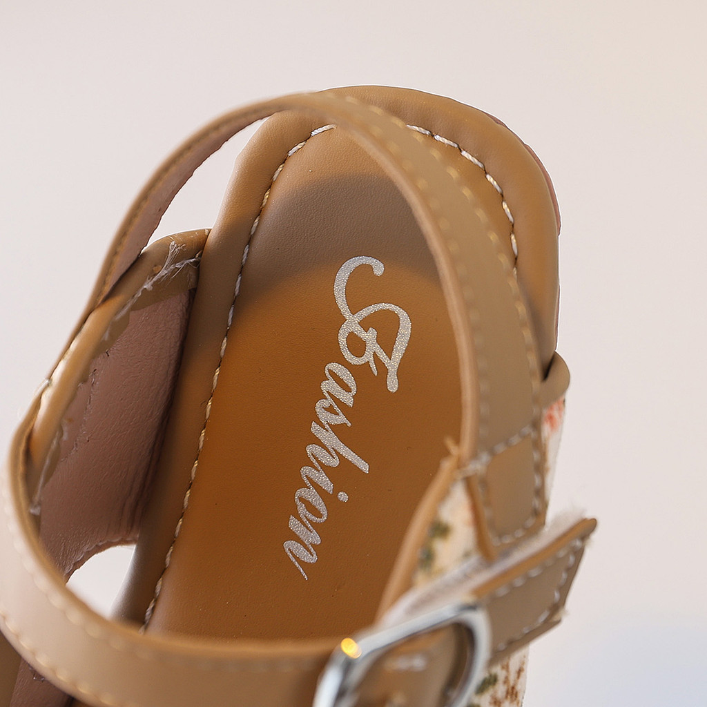 Bella Neman Giày sandal bé gái đầu búp bê hoa/leopard nơ, đế mềm êm chân, chống trượt mùa hè