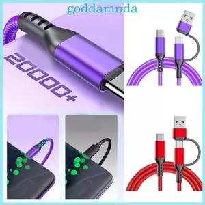 GODD 100cm Điện Thoại Di Động Cáp Dữ Liệu 60W Siêu Nhanh Dây Sạc Nylon Bện 2 Trong 1 Cáp Sạc Cho Máy Tính Bảng Điện Thoại