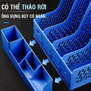 Kệ để hồ sơ tài liệu văn phòng khay nhựa 4 ngăn sách decor gọn gàng cho bàn học làm việc bền đẹp