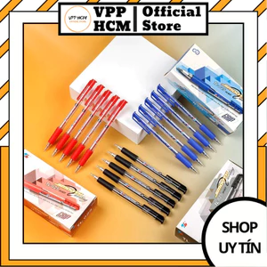 Combo 5 Bút Bi Bấm Thiên Long TL-025 Ngòi 0.8mm – Nét Đậm Viết Trơn Êm Có Đệm Cao Su Chống Mỏi Tay