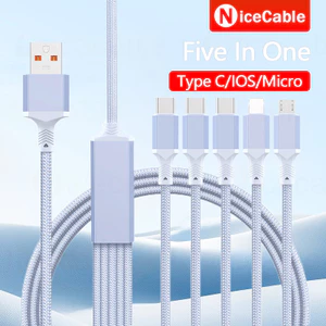 Cáp dữ liệu sạc siêu nhanh Five To One Type C / IOS / Micro 100W Cáp dữ liệu tương thích rộng Cáp dữ liệu cắm và chạy di động Sạc / Truyền cáp dữ liệu