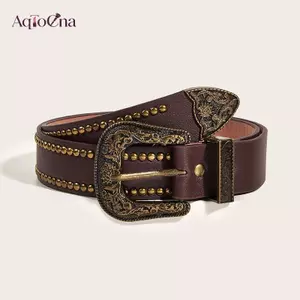AqToCna Mới Retro Xu Hướng Móng Tay Thời Trang Punk Phong Cách Thắt Lưng Cá Tính Nam Nữ Quần Jean Đa Năng Thắt Lưng AqToCna