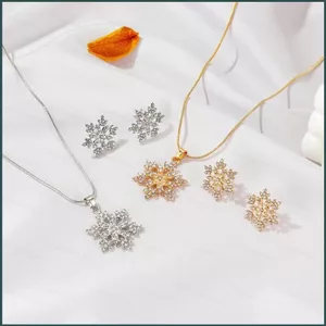 SQ Bông Tuyết Vòng Cổ Và Bông Tai Bộ Phụ Kiện Giáng Sinh Valentine Quà Tặng Cho Bé Gái Nữ Trang Sức