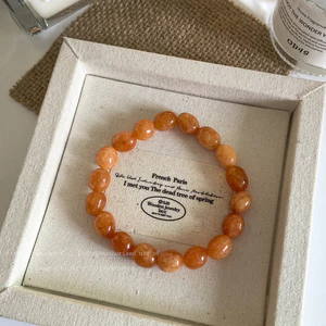 Mới Phong Cách Trung Quốc Ngọc Tự Nhiên Đính Hạt Vòng Tay Niche Cao Cấp Retro vintage Phong Cách Trung Quốc Vàng Vòng Tay Chalcedony