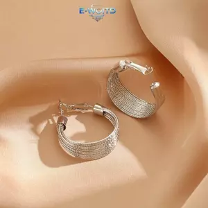 E-WOITD 1 Đôi Bông Tai Hình Học Kim Loại Phóng Đại Hình Chữ C Cho Nữ Bông Tai Thời Trang Cá Tính Đơn Giản Trang Sức Cưới Quà Tặng Sinh Nhật E-WOITD