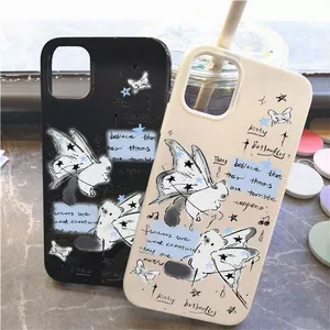 Doodle Butterfly Puss cho iPhone 17promax Soft Shell 1312 Mới 78plus Dễ thương