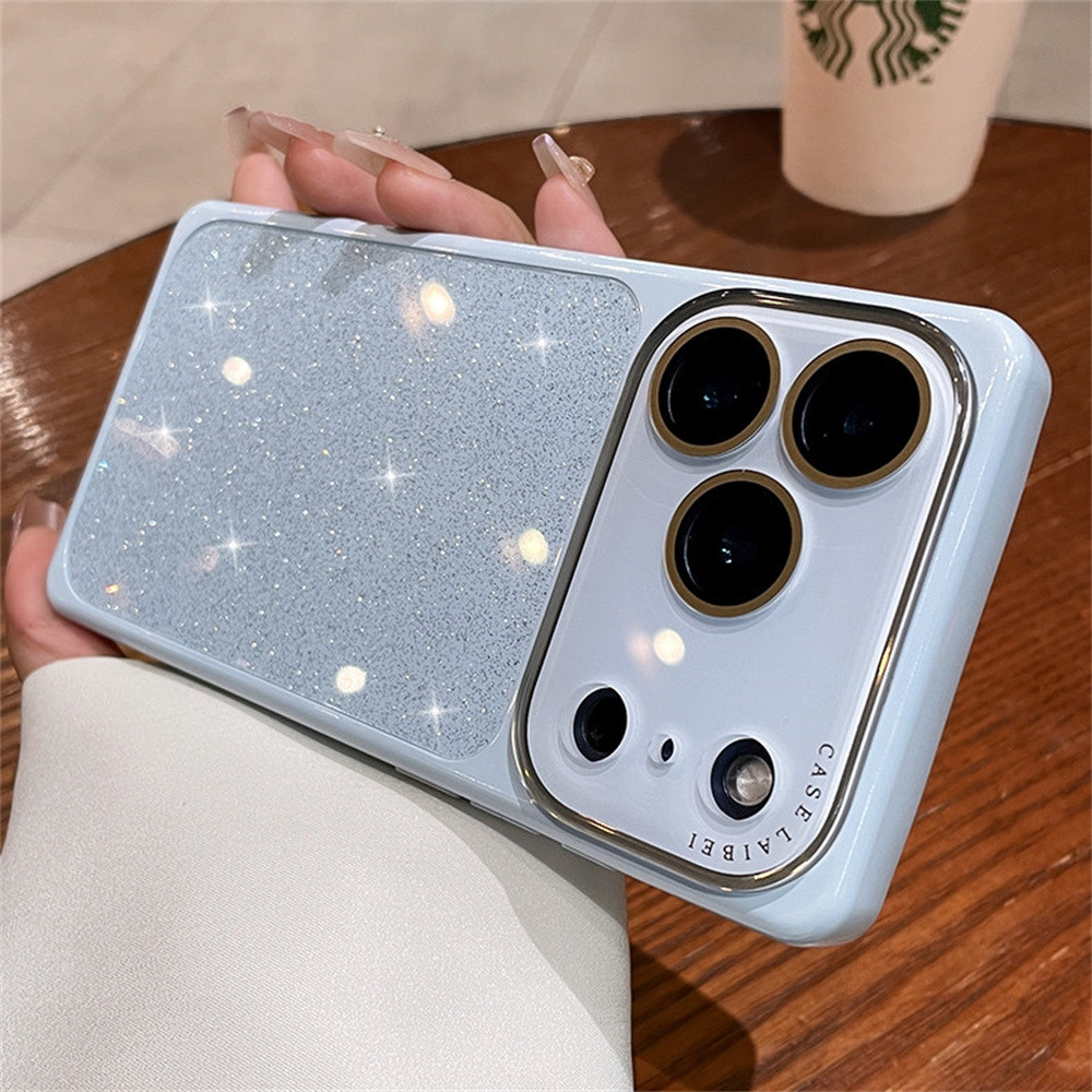 Ốp điện thoại hình vuông lấp lánh thời trang cho iPhone 17 Pro Max 13 14 15 16 pro max Bao gồm tất cả bảo vệ ống kính máy ảnh vỏ mềm Vỏ bảo vệ vỏ điện thoại