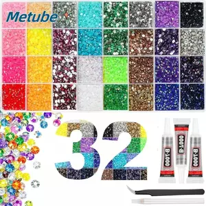 Bộ kim cương giả nhựa METUBE, Thạch thạch lấp lánh nhiều màu, Đồ dùng thủ công trang trí DIY Bộ kim cương giả để làm móng nghệ thuật