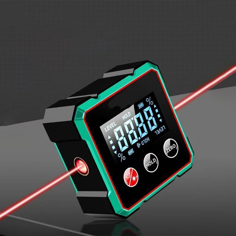 MUQV 360° Công cụ tìm góc kỹ thuật số từ tính với thước đo Laser điện tử Type-C Sạc LCD Dụng cụ đo lường điện tử n