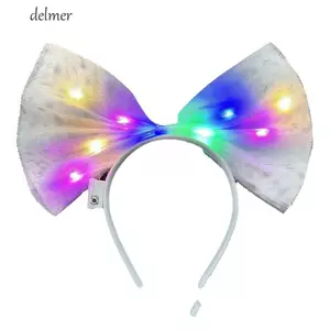 Băng đô nơ LED DELMER, Dây buộc tóc lưới phát sáng, Dây buộc tóc nơ dễ thương Trang phục tiệc năm mới Trang trí lễ hội