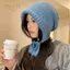 PNPIA- Mũ Balaclava ấm áp mùa đông Dây rút dành cho nữ Mũ dệt kim có mũ trùm đầu Mũ ngoài trời Khăn quàng cổ tích hợp Ne cổ Beanies Mũ