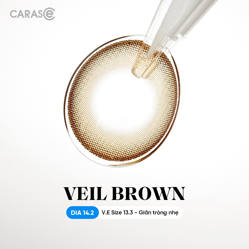 [1 chiếc] Kính áp tròng khoá ẩm 8H 3 Tháng Màu Nâu Olive Tự Nhiên CARASE, Lens cận VEIL BROWN