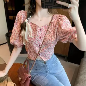 Phụ nữ mùa hè Phong cách mới Thiết kế sang trọng thời trang Cảm giác mỏng vừa vặn hơn Áo voan hoa dành cho nữ