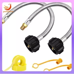 RV cho Bộ điều chỉnh hai tầng Ống propan 1 / 4 NPT, Đầu nối đuôi lợn bằng thép không gỉ 15 Inch- 2 gói
