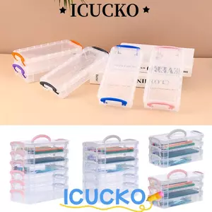 Hộp cọ sơn ICUCKO, Hộp đựng bút có thể tháo rời màu nước, Son môi hộp nhựa 3 / 6 lớp màu đa chức năng di động