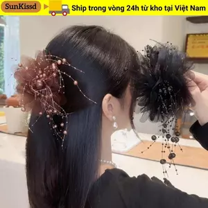 SUNKISSD Vuốt Tóc, Tua Rua Hoa Mẫu Đơn Kéo Kẹp, Phụ Kiện Tóc Nhựa Thanh Lịch Nữ