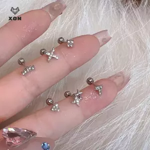 1 Cặp Tragus Sụn Tòn Ten Bông Tai Helix Conch Rook Lobe Stud Tai Trang Sức Cơ Thể [Mina]