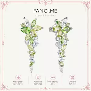 FANCIME “Wisteria Whisper ” Thanh hoa Peridot Bông tai bạc
