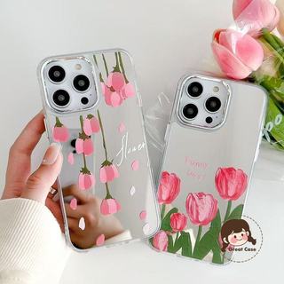 Tranh Sơn Dầu Hoa Tulip Mạ Gương Ốp Lưng Điện Thoại Xiaomi 12 Lite 12X 12S Pro 4G 12T Pro Mi 11 Lite 11T Pro 10T Pro Civi 5 4 Pro 3 2 1S 5G 4G Vỏ Mềm Tươi