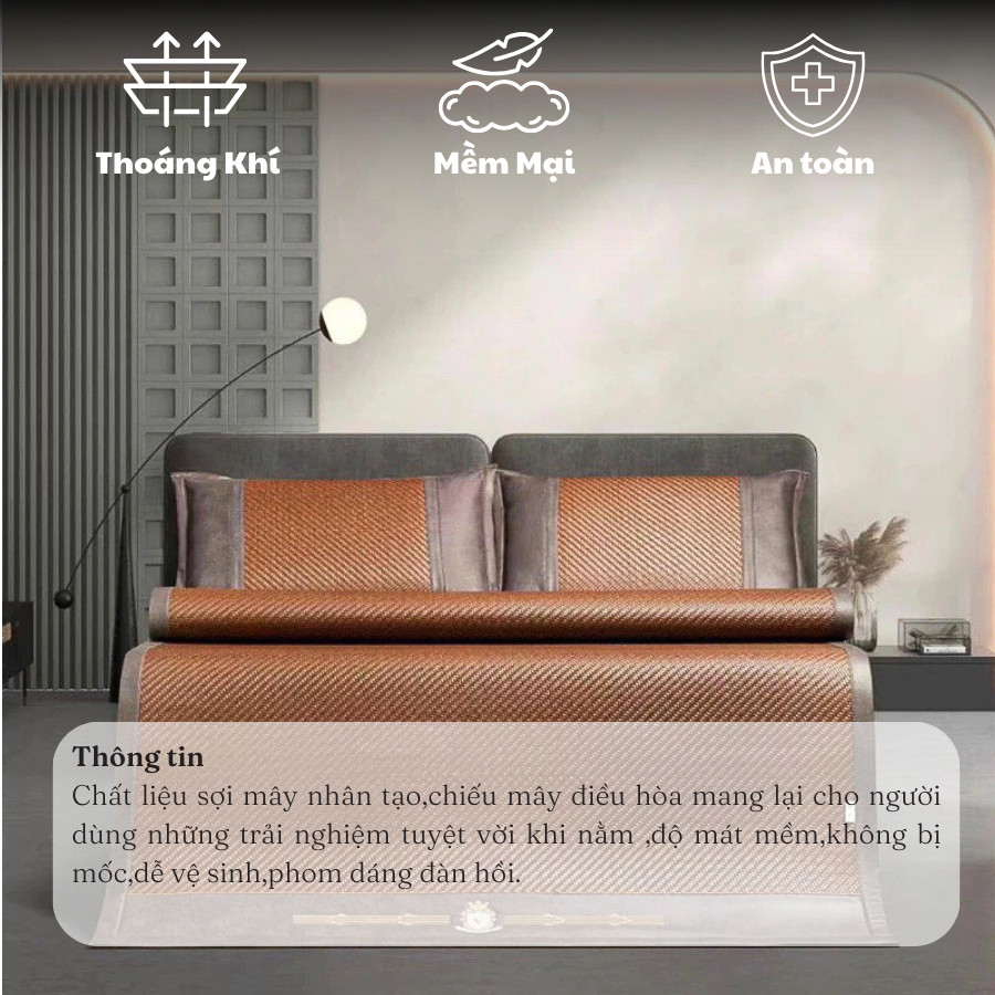 (CM01) Chiếu Mây Lạnh Ms Cool- Viền Da, Viền Vải Nội Địa Trung- Hàng loại 1- Chuẩn Đẹp, Dày Dặn, Cực Mát - MemMin Luxury
