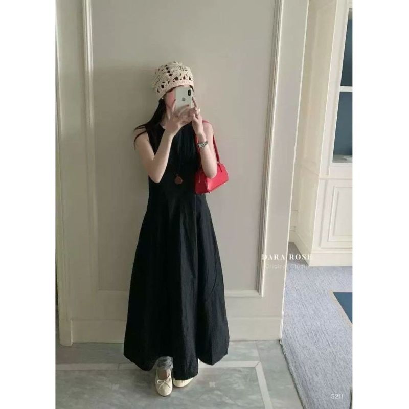 [Hàng mới về] Kích thước lớn mùa hè dáng ôm hơn Váy Vest dáng rộng phong cách mới Chuông không tay khí chất Pháp cao cấp