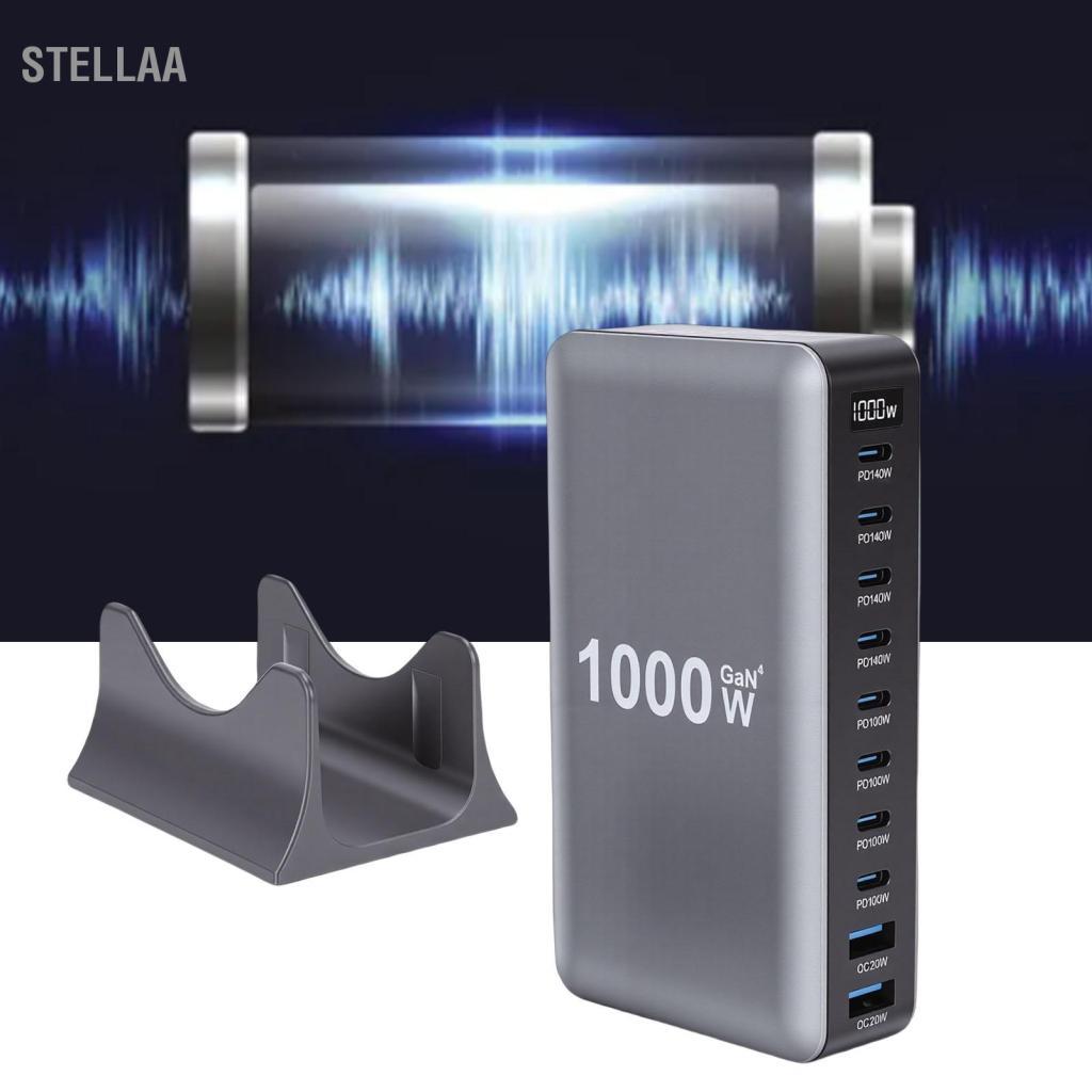 Stellaa Stellaa YUEHISY 1000W GaN III Pro Đế sạc 10 cổng USB C Hub với 140W PD PPS Nhanh cho máy tính xách tay Máy tính bảng Điện thoại thông minh (Phích cắm US