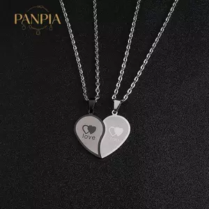 PNPIA- Cặp Đôi Trang Sức Trái Tim Nelace Cặp Đôi Nelace Thép Không Gỉ Khắc Mặt Dây Tình Yêu Nelace Ngày Lễ Tình Nhân