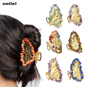Vuốt Tóc SMILE, Kẹp Tóc Hợp Kim Chống Trơn Trượt, Kẹp Tóc Pha Lê Đá Nghiền Thanh Lịch Mặc Hàng Ngày