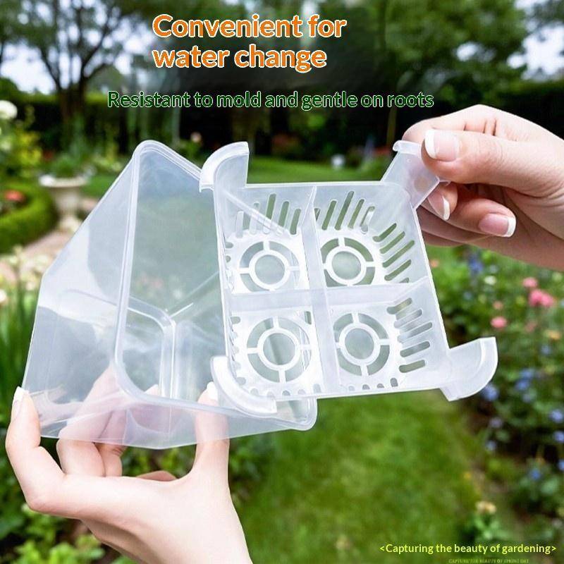 AN.MART Hộp Thủy Canh Có Giỏ Hỗ Trợ Thoáng Khí Hạt Hoa Tulip Chậu Hoa Thủy Canh 4 Lỗ Chậu Hoa Không Đất Trang Trí Nhà Cửa VN